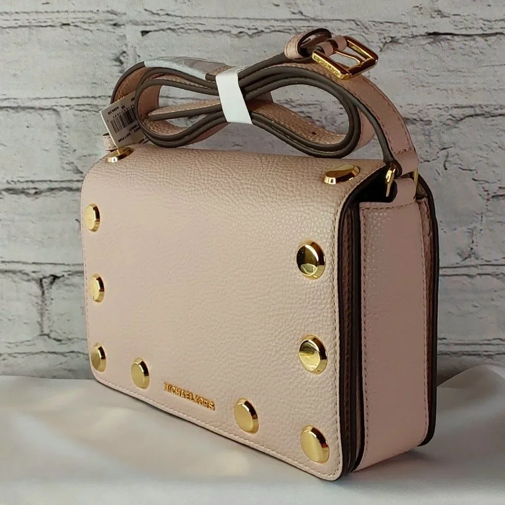 'MICHAEL KORS' 'HOLLY' LEATHER STUDDED CROSSBODY BAGw/MK DUST BAG 2-PIECE SET - Picture 4 of 16